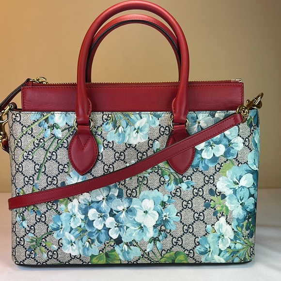 Gucci Blooms GG Supreme Floral Blooms Red Leather Shoulder/Crossbody Strap COA - Picture 1 of 17